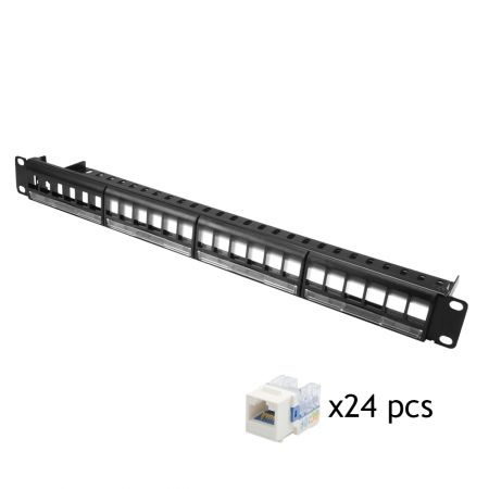 Category 6 - 1U 24-Port UTP Snap-In Type Front Access Panel with Jack